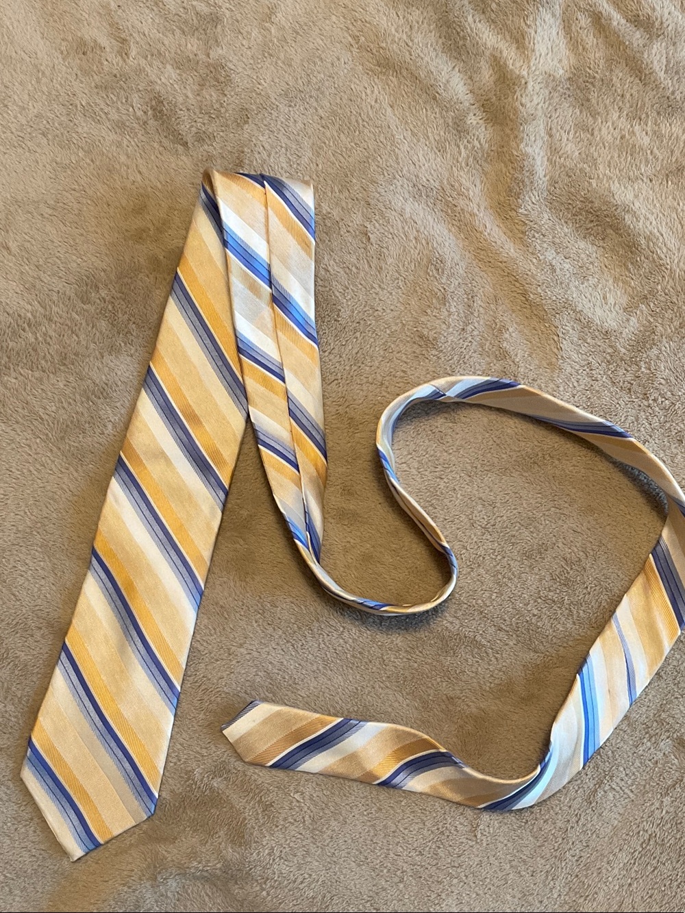 Men's Striped Silk Tie - Yellow & Blue